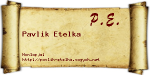 Pavlik Etelka névjegykártya
